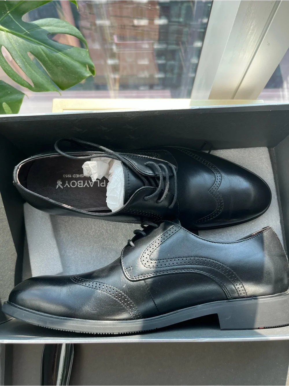 PLAYBOY Black Leather Loafers US Men’s 7
